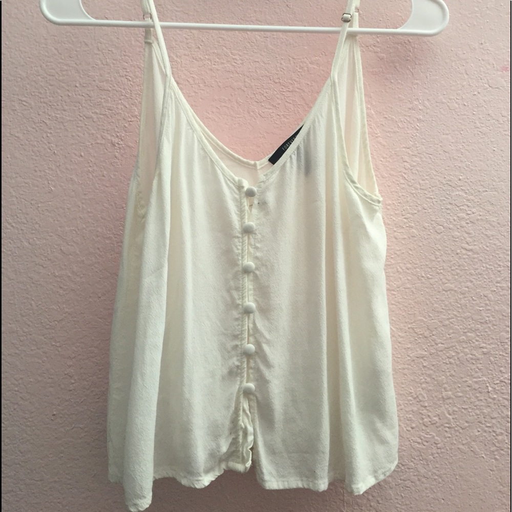 Beige white tank top